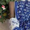 Плед новогодний Прованс Снежинка синяя с люрексом 100x150 см