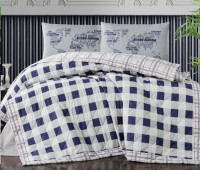 Набор First choice Softness Quilt Set WQ - 9065 Edmon Navy Blue евро с легким одеялом - покрывалом