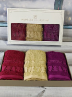 Набор бамбуковых полотенец для рук Pupilla Gold из 3-х штук 30х50 см, модель 1