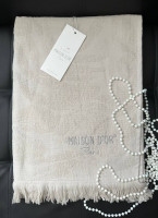 Махровое жаккардовое полотенце с бахромой Maison Dor Кремовое 85x150 см
