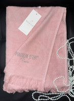 Махровое жаккардовое полотенце с бахромой Maison Dor Розовое 85x150 см