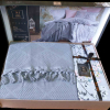 Комплект постельного белья с вафельным покрывалом 220x240 см Pike Set (ТМ New Home) Mina серый с сакурой