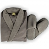 Набор LMN халат пике шаль с тапочками серый