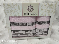 Подарочный набор полотенец Belizza (пенье) Орнамент 50x90 см + 70x140 см розовый