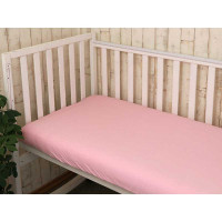 Простынь детская Руно трикотажная на резинке в кроватку розовая 60х120 см