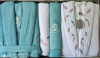 Банный набор из халатов и полотенец Dantela Vita Beyaz-mavi из 6-ми предметов
