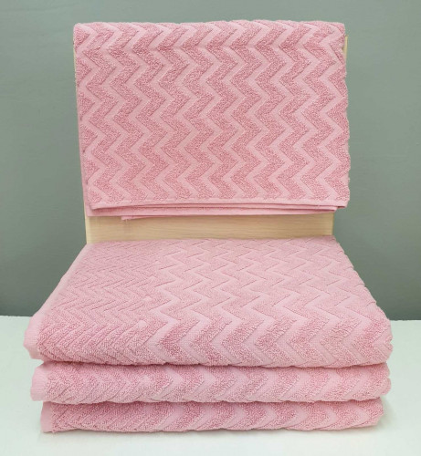Махровое полотенце Zeron 70х140 см Зигзаг розовое