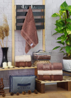 Набор бамбуковых полотенец Zeron из 3-х штук 70x140 см - коричневые + бежевые