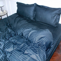 Простирадло Mirson Satin Stripe 30-0021 Dark Blue 150x220 см