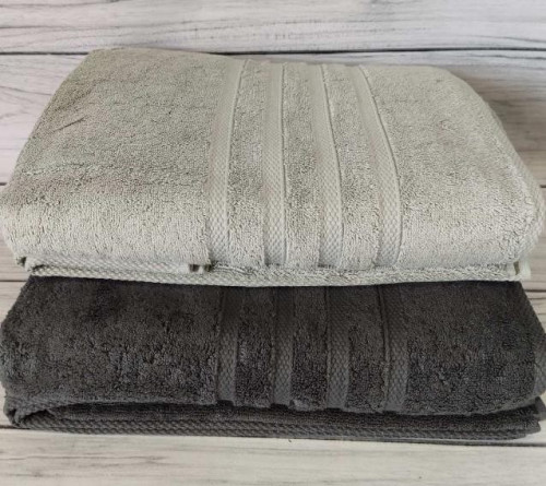 Набор махровых полотенец Soft Cotton Boheme из 2 шт (50х100 см + 85х150 см) темно - серый
