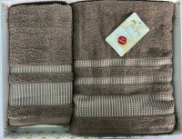 Набор полотенец Arya Hera коричневый 50х90 см + 70x140 см