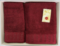 Набор полотенец Arya Sophia бордовый 50х90 см + 70x140 см