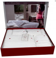 Набор махровых полотенец Maison Dor Soft Hearts white-red из 3-х штук
