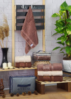 Набор бамбуковых полотенец Agac Bamboo (бежевый, кремовый, коричневый) 70х140 см.