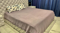 Бамбуковое пике - покрывало на кровать Mylinn Home 220x260 см светло - лиловое