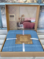 Вафельное пике - покрывало Irina Home 210х230 см, голубое