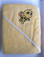 Полотенце детское для купания с капюшоном Zeron 100x100 см, 450 г/м2 желтое с пчелкой