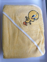 Полотенце детское для купания с капюшоном Zeron 100x100 см, 450 г/м2 желтое с птичкой