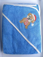Полотенце детское для купания с капюшоном Zeron 100x100 см, 450 г/м2 голубое с собачкой