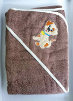 Полотенце детское для купания с капюшоном Zeron 100x100 см, 450 г/м2 коричневое с собачкой