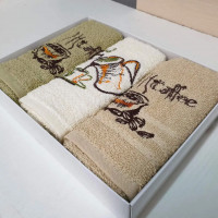 Набор кухонных махровых полотенец Gursan Coffee 30x50 см  3шт.