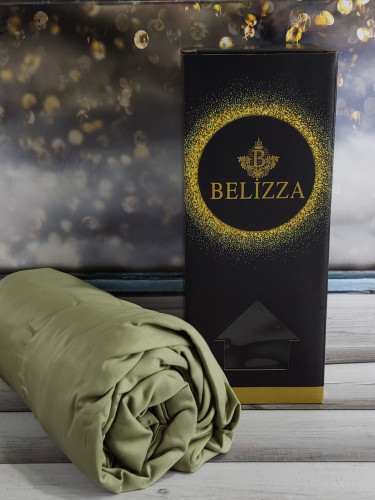 Простынь на резинке Belizza зеленая 160х200 см + 2 наволочки 50х70 см
