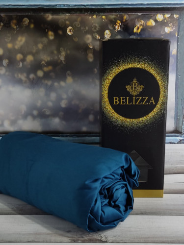 Простынь на резинке Belizza темно-бирюзовая 160х200 см + 2 наволочки 50х70 см