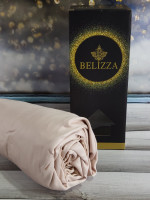 Простынь на резинке Belizza пудровая 100х200 см + 30 см с наволочкой 50х70 см