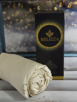 Простынь на резинке Belizza светло - бежевая 100х200 см + 30 см с наволочкой 50х70 см