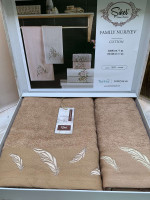 Набор махровых полотенец с вышивкой Sikel Family Nuriyev из 2-х штук, модель 1