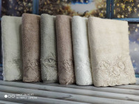 Набор махровых бамбуковых полотенец Pupilla с 3Д вышивкой, 50х90 см, модель 1
