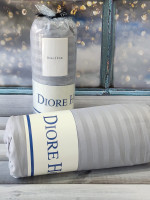 Сатиновая простынь на резинке Diore Home 160x200+30 см с наволочками светло-серая