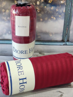 Сатиновая простынь на резинке Diore Home 180x200+30 см с наволочками бордовая