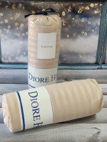 Сатиновая простынь на резинке Diore Home 180x200+30 см с наволочками бежевая