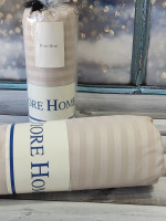 Сатиновая простынь на резинке Diore Home 180x200+30 см с наволочками серо-бежевая