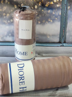 Сатиновая простынь на резинке Diore Home 180x200+30 см с наволочками коричневая