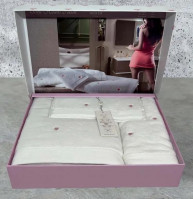 Набор махровых полотенец Maison D'or Soft Hearts white - pink из 3-х штук