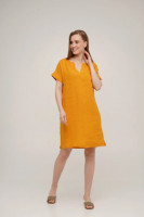 Платье льняное короткое SoundSleep Linen горчичное (размер M)