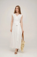 Платье на запах льняное SoundSleep Linen белое (размер M)