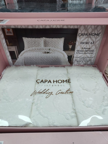 Покрывало Capa Home Hercai 240x260 см с наволочками молочное