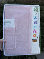 Набор для сауны женский бамбуковый Wellness (юбка, чалма) светло-розовый