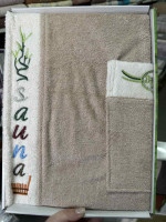Набор для сауны мужской бамбуковый Wellness (юбка, полотенце) бежевый