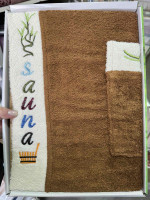 Набор для сауны мужской бамбуковый Wellness (юбка, полотенце) коричневый