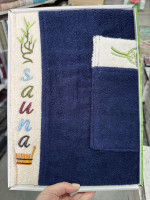 Набор для сауны мужской бамбуковый Wellness (юбка, полотенце) темно - синий