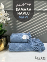 Набор махровых полотенец Ikra Life Samara mavi 50x90 см + 70x140 см