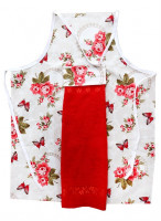 Набор для кухни IzziHome FLOWERS красный фартук + полотенце 30x50 см