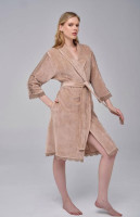 Халат тонкий велюр без капюшона Nusa NS 0612 beige