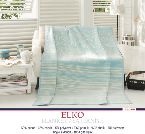 Плед U.S. Polo Elko голубой 200х220 см