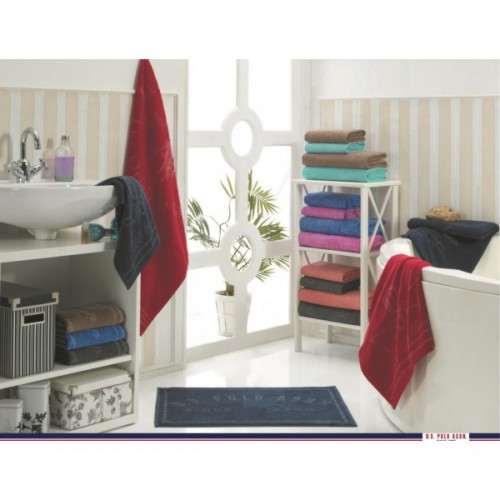 Набор полотенца+коврик для ванной U.S.Polo Bradenton розовый/голубой