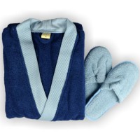 Набор LMN халат кимоно с тапочками синий/голубой